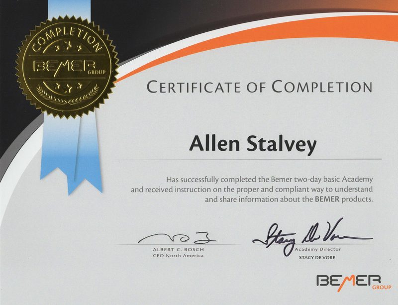 Allen Academy Certificate